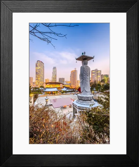 Framed Print : Seoul, South Korea skyline from Bongeunsa Temple Framed Print : Seoul, South Korea skyline from Bongeunsa Temple