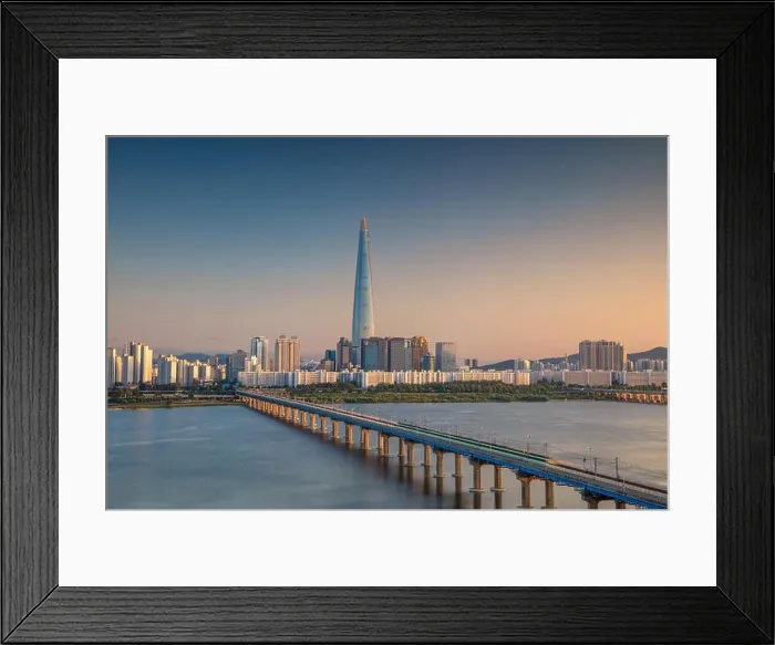 Framed Print : Seoul. Cityscape image of Seoul and Han River during sunset Framed Print : Seoul. Cityscape image of Seoul and Han River during sunset