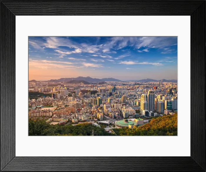 Framed Print : Seoul. Cityscape image of Seoul downtown during summer day Framed Print : Seoul. Cityscape image of Seoul downtown during summer day
