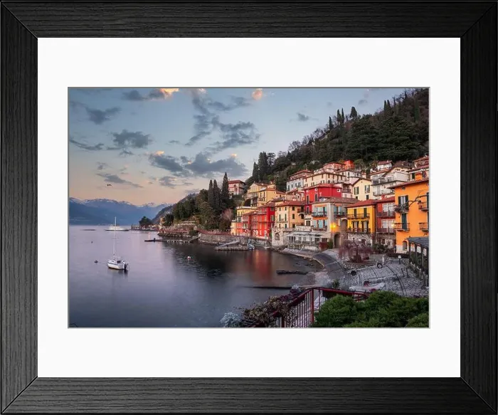 Framed Print : Varenna, Italy on Lake Como at dusk Framed Print : Varenna, Italy on Lake Como at dusk