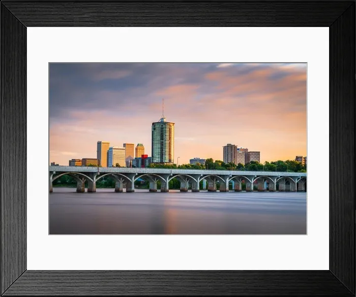 Framed Print : Tulsa, Oklahoma, USA downtown skyline on the Arkansas River at dusk Framed Print : Tulsa, Oklahoma, USA downtown skyline on the Arkansas River at dusk