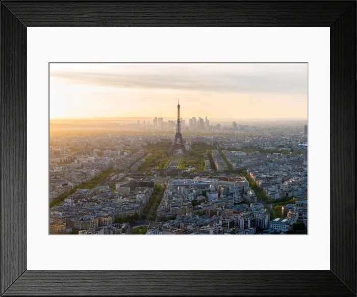 Framed Print : Aerial view of Paris and Eiffel tower at sunset in Paris, France Framed Print : Aerial view of Paris and Eiffel tower at sunset in Paris, France