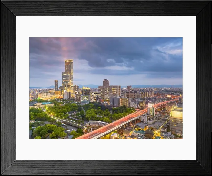 Framed Print : Osaka, Japan city skyline in the Abeno District at dusk Framed Print : Osaka, Japan city skyline in the Abeno District at dusk