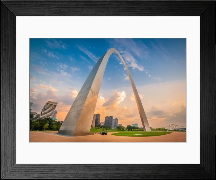 Framed Print : Downtown St. Louis, Missouri, USA viewed from below the arch Framed Print : Downtown St. Louis, Missouri, USA viewed from below the arch