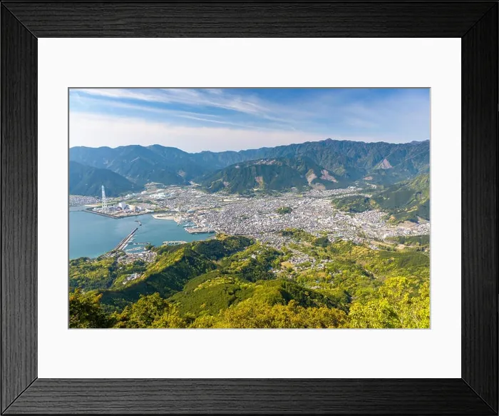 Framed Print : Town waterfront on the Kii Peninsula in Owase, Mie Prefecture, Japan Framed Print : Town waterfront on the Kii Peninsula in Owase, Mie Prefecture, Japan