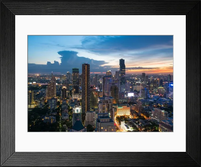 Framed Print : Modern building in Bangkok business district at Bangkok city with skyline in night, Thailand Framed Print : Modern building in Bangkok business district at Bangkok city with skyline in night, Thailand