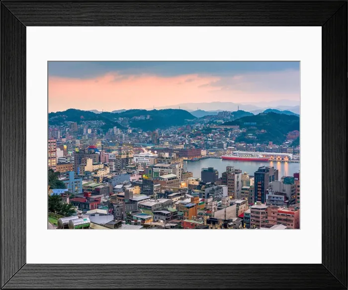 Framed Print : Keelung, Taiwan skyline at twilight Framed Print : Keelung, Taiwan skyline at twilight