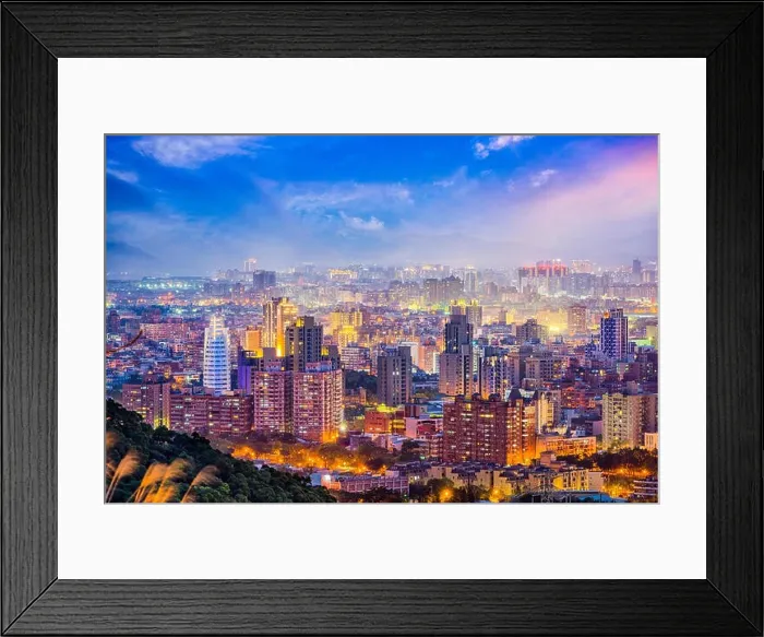 Framed Print : Taoyuan, Taiwan city skyline at twilight Framed Print : Taoyuan, Taiwan city skyline at twilight