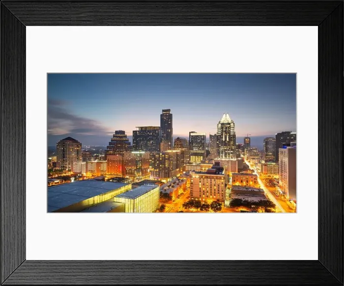 Framed Print : Austin, Texas, USA rooftop skyline at dusk Framed Print : Austin, Texas, USA rooftop skyline at dusk