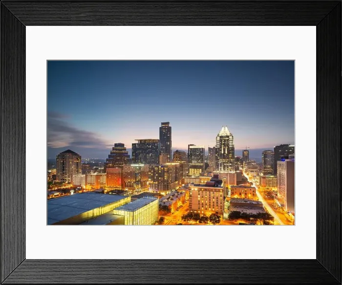 Framed Print : Austin, Texas, USA rooftop skyline at dusk Framed Print : Austin, Texas, USA rooftop skyline at dusk
