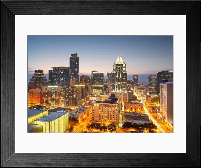 Framed Print : Austin, Texas, USA rooftop skyline at dusk Framed Print : Austin, Texas, USA rooftop skyline at dusk