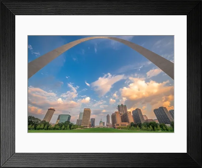 Framed Print : Downtown St. Louis, Missouri, USA viewed from below the arch Framed Print : Downtown St. Louis, Missouri, USA viewed from below the arch