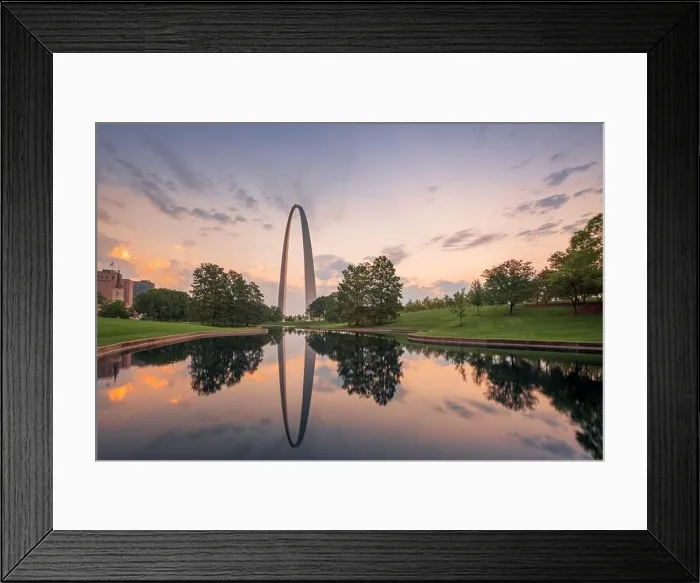 Framed Print : St. Louis, Missouri, USA city skyline and park in the morning Framed Print : St. Louis, Missouri, USA city skyline and park in the morning