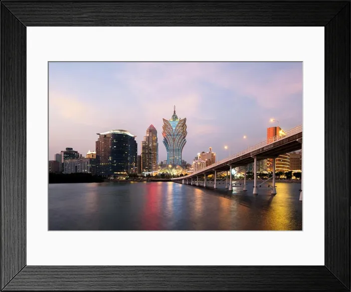 Framed Print : Image of Macau (Macao), China. Skyscraper hotel and casino building at downtown in Macau (Macao) Framed Print : Image of Macau (Macao), China. Skyscraper hotel and casino building at downtown in Macau (Macao)