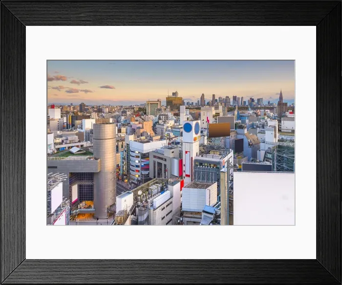 Framed Print : Tokyo, Japan city skyline over Shibuya Ward at dusk Framed Print : Tokyo, Japan city skyline over Shibuya Ward at dusk