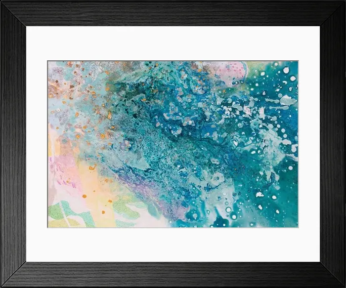 Framed Print : Blue color explosion. Different background in oil picture Framed Print : Blue color explosion. Different background in oil picture