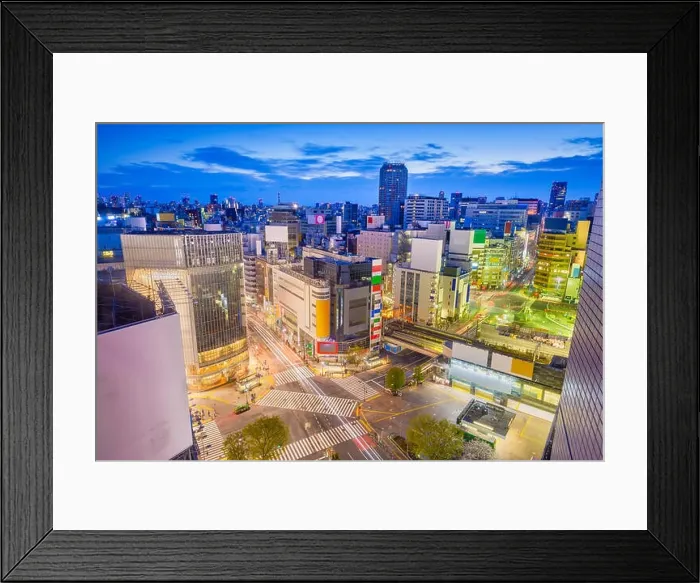 Framed Print : Tokyo, Japan city skyline over Shibuya Crossing at dusk Framed Print : Tokyo, Japan city skyline over Shibuya Crossing at dusk