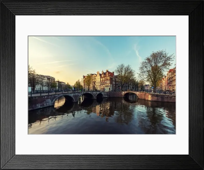 Framed Print : Netherlands traditional houses and Amsterdam canal in Amsterdam, Netherlands. Vintage tone Framed Print : Netherlands traditional houses and Amsterdam canal in Amsterdam, Netherlands. Vintage tone