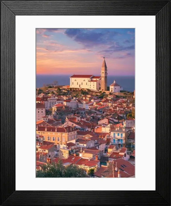 Framed Print : Piran, Slovenia. Aerial cityscape image of beautiful Piran, Slovenia at spring sunset Framed Print : Piran, Slovenia. Aerial cityscape image of beautiful Piran, Slovenia at spring sunset