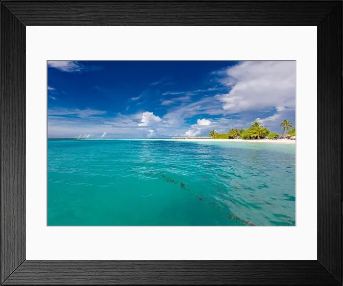 Framed Print : Amazing beach landscape. Summer holiday and vacation concept for tourism. Inspirational tropical landscape. Tranquil scenery, relaxing beach, lagoon