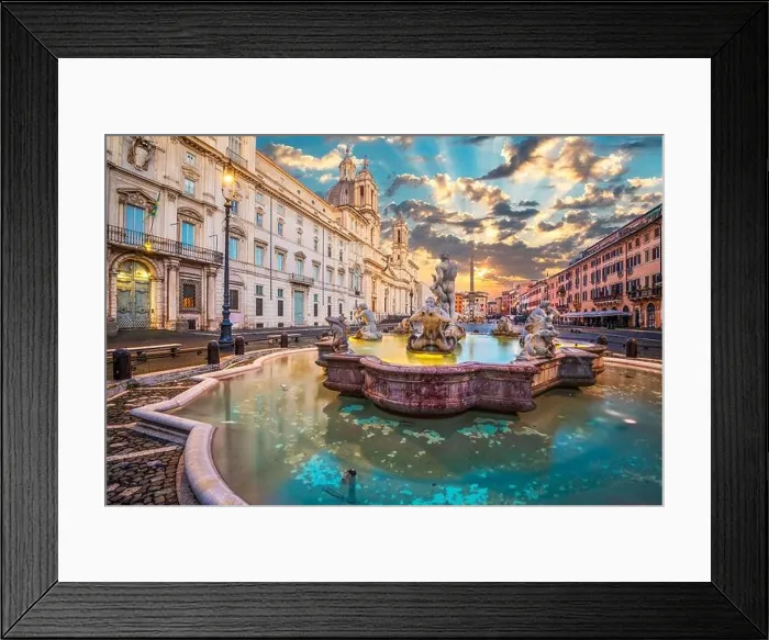 Framed Print : Fountains in Piazza Navona in Rome, Italy at twilight Framed Print : Fountains in Piazza Navona in Rome, Italy at twilight