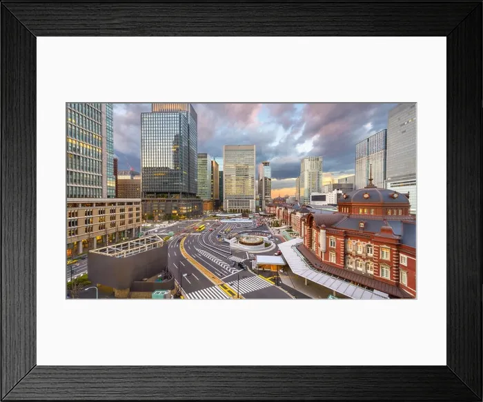 Framed Print : Tokyo, Japan skyline over Tokyo Station at dusk