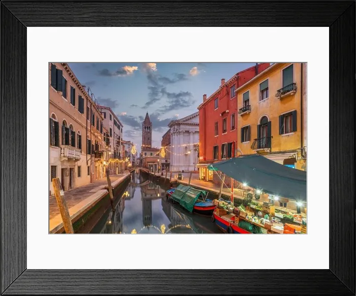 Framed Print : Venice, Italy cityscape over canals at twilight Framed Print : Venice, Italy cityscape over canals at twilight