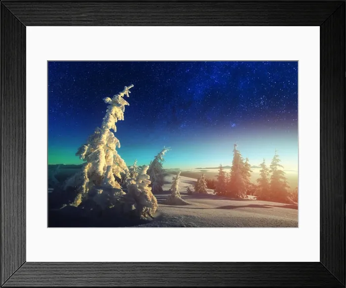 Framed Print : Wintry scene with snowy trees Framed Print : Wintry scene with snowy trees