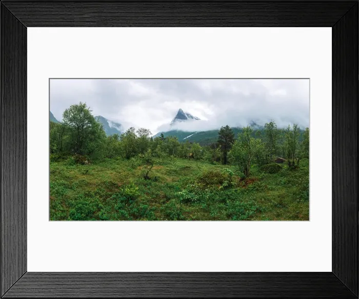 Framed Print : Mountain peak in fog in Innerdalen Framed Print : Mountain peak in fog in Innerdalen
