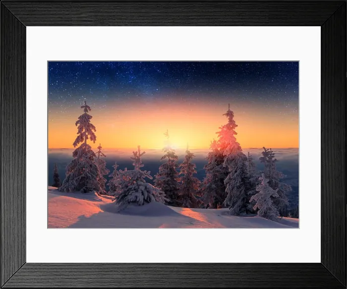 Framed Print : Wintry scene with snowy trees Framed Print : Wintry scene with snowy trees