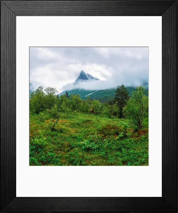 Framed Print : Mountain peak in fog in Innerdalen Framed Print : Mountain peak in fog in Innerdalen