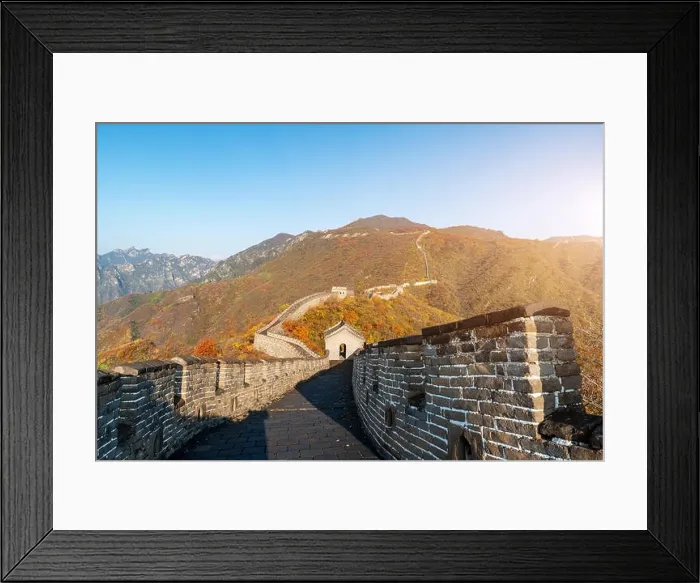 Framed Print : China The great wall distant view compressed towers and wall segments autumn season in mountains near Beijing ancient chinese fortification military l Framed Print : China The great wall distant view compressed towers and wall segments autumn season in mountains near Beijing ancient chinese fortification military l