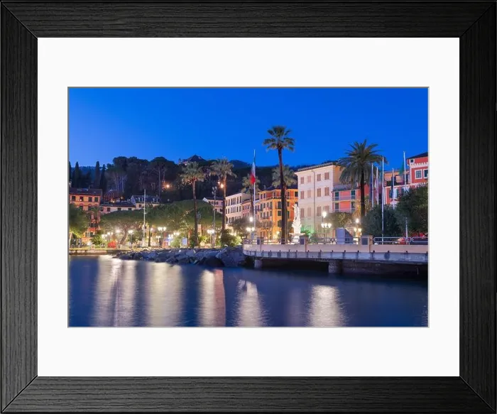 Framed Print : The coast of Santa Margherita Ligure, Italy at blue hour Framed Print : The coast of Santa Margherita Ligure, Italy at blue hour