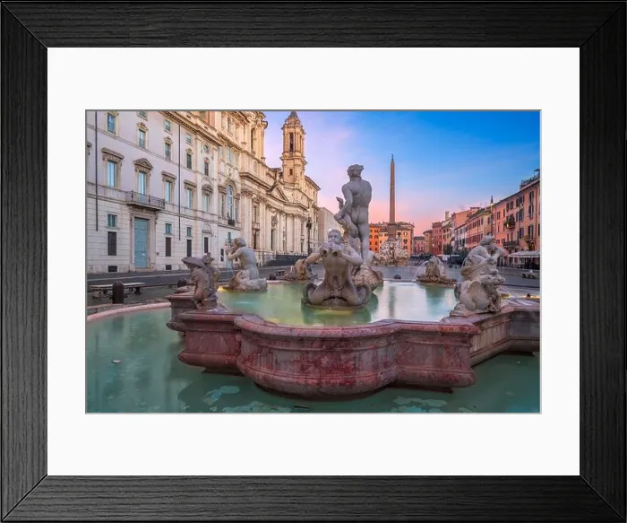Framed Print : Fountains in Piazza Navona in Rome, Italy at twilight Framed Print : Fountains in Piazza Navona in Rome, Italy at twilight