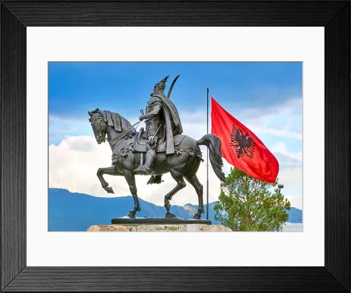 Framed Print : Albania, Tirana - statue of Skanderbeg, Skanderbeg Square Framed Print : Albania, Tirana - statue of Skanderbeg, Skanderbeg Square