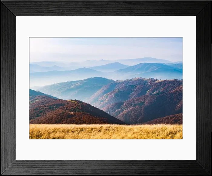 Framed Print : Picturesque autumn mountains with red beech forest in the Carpathian mountains, Ukraine. Landscape photography Framed Print : Picturesque autumn mountains with red beech forest in the Carpathian mountains, Ukraine. Landscape photography