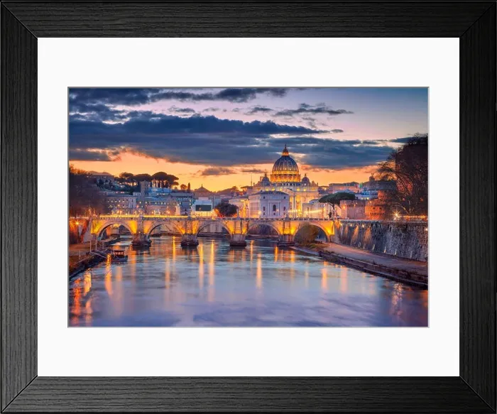 Framed Print : Cityscape image of Rome and Vatican City with the Saint Peter Basilica during beautiful sunset Framed Print : Cityscape image of Rome and Vatican City with the Saint Peter Basilica during beautiful sunset