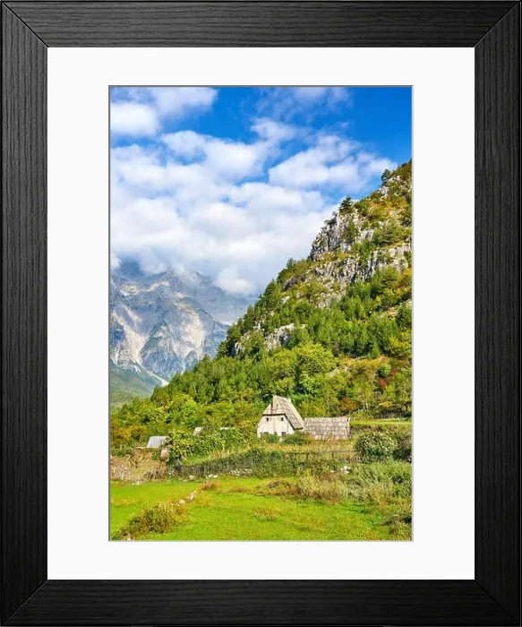 Framed Print : A stone traditional farm house. Theth, Thethi Valley, Shkoder, Albania Framed Print : A stone traditional farm house. Theth, Thethi Valley, Shkoder, Albania