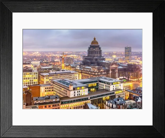 Framed Print : Brussels, Belgium cityscape at Palais de Justice during dusk Framed Print : Brussels, Belgium cityscape at Palais de Justice during dusk
