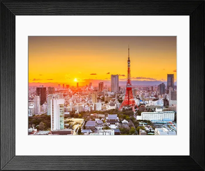 Framed Print : Tokyo, Japan cityscape and tower at sunset Framed Print : Tokyo, Japan cityscape and tower at sunset
