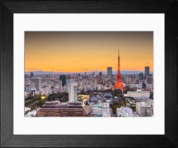 Framed Print : Tokyo, Japan cityscape and tower at sunset Framed Print : Tokyo, Japan cityscape and tower at sunset