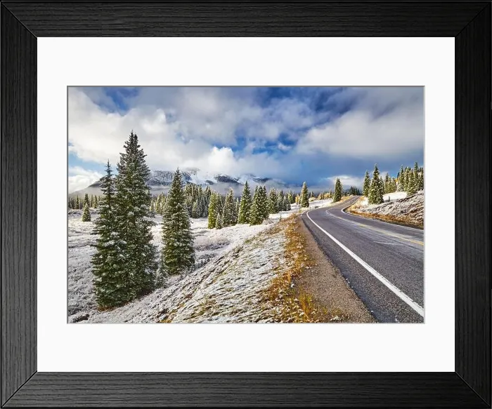 Framed Print : Landscape with snowy mountains and forest, Highway 550, Colorado, USA Framed Print : Landscape with snowy mountains and forest, Highway 550, Colorado, USA