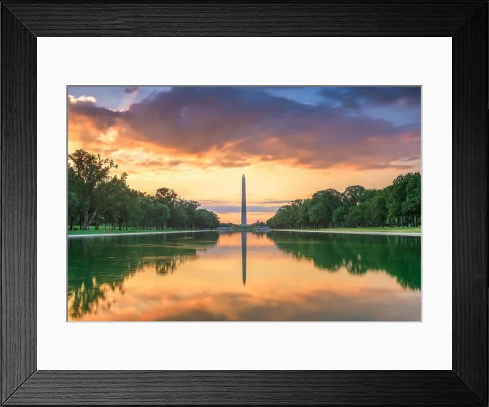 Framed Print : Washington Monument on the Reflecting Pool in Washington, D.C. USA at dawn Framed Print : Washington Monument on the Reflecting Pool in Washington, D.C. USA at dawn