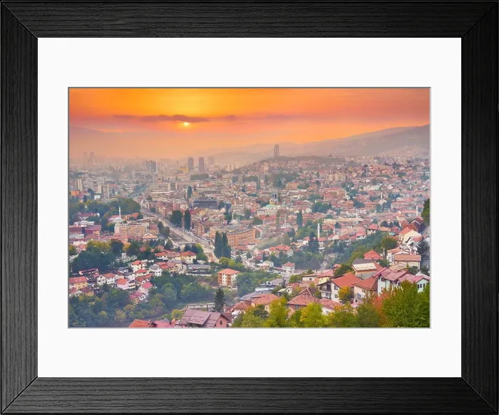 Framed Print : Sunset over Sarajevo, the capital city of Bosnia and Herzegovina Framed Print : Sunset over Sarajevo, the capital city of Bosnia and Herzegovina
