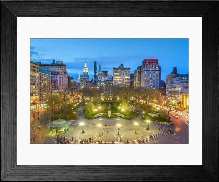 Framed Print : New York, New York, USA cityscape over Union Square in Lower Manhattan at twilight Framed Print : New York, New York, USA cityscape over Union Square in Lower Manhattan at twilight