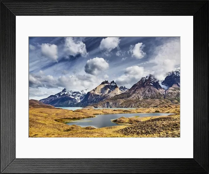 Framed Print : Mountain landscape, Torres del Paine National Park, Patagonia, Chile Framed Print : Mountain landscape, Torres del Paine National Park, Patagonia, Chile