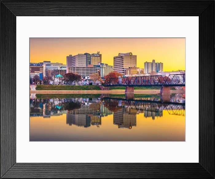 Framed Print : Harrisburg, Pennsylvania, USA skyline on the Susquehanna River at twilight Framed Print : Harrisburg, Pennsylvania, USA skyline on the Susquehanna River at twilight