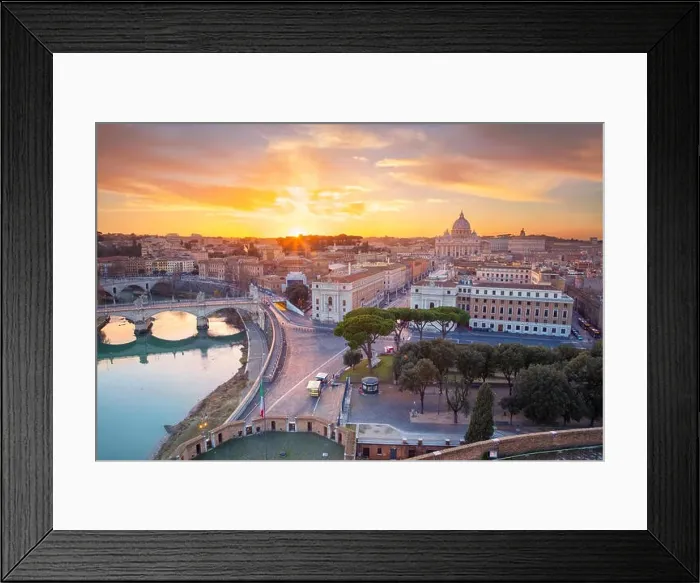 Framed Print : Rome, Vatican City. Aerial cityscape image of Vatican City with the Saint Peter Basilica, Rome, Italy during beautiful sunset Framed Print : Rome, Vatican City. Aerial cityscape image of Vatican City with the Saint Peter Basilica, Rome, Italy during beautiful sunset