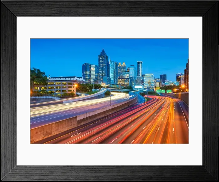 Framed Print : Atlanta, Georgia, USA downtown skyline and highway at dusk Framed Print : Atlanta, Georgia, USA downtown skyline and highway at dusk