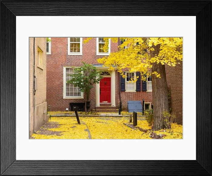 Framed Print : Autumn alleyway in a traditional neighborhood in Philadelphia, Pennsylvania, USA Framed Print : Autumn alleyway in a traditional neighborhood in Philadelphia, Pennsylvania, USA